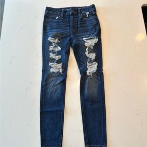 Dark Blue American Eagle Hi Rise Jeggings - Size 8